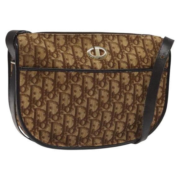 DIOR Trotter Canvas Shoulder Bag Brown Gold - Picture 1 of 16